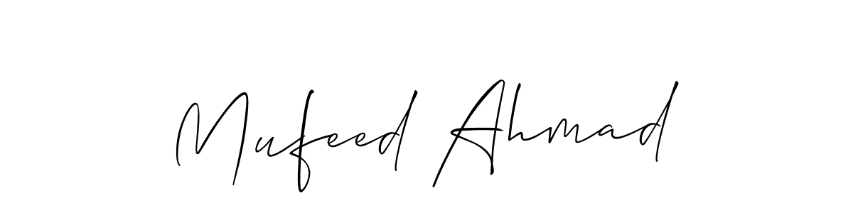 Also You can easily find your signature by using the search form. We will create Mufeed Ahmad name handwritten signature images for you free of cost using Allison_Script sign style. Mufeed Ahmad signature style 2 images and pictures png