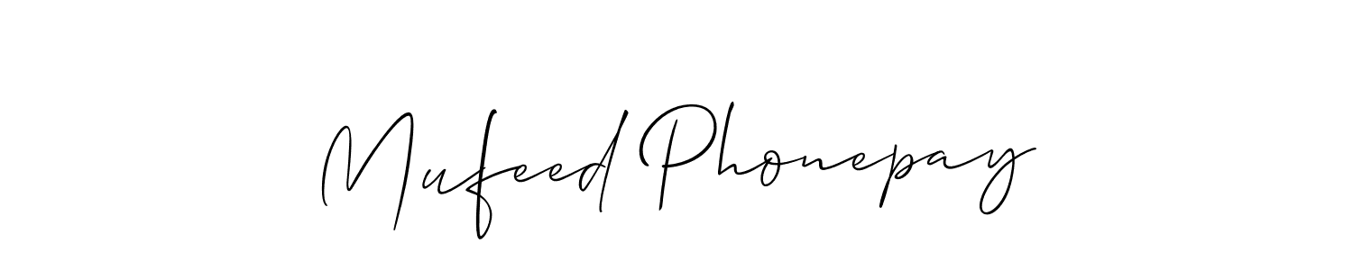 Use a signature maker to create a handwritten signature online. With this signature software, you can design (Allison_Script) your own signature for name Mufeed Phonepay. Mufeed Phonepay signature style 2 images and pictures png