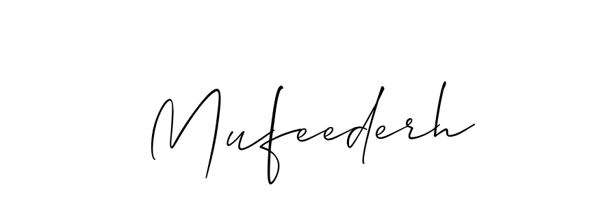 The best way (Allison_Script) to make a short signature is to pick only two or three words in your name. The name Mufeederh include a total of six letters. For converting this name. Mufeederh signature style 2 images and pictures png