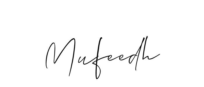 The best way (Allison_Script) to make a short signature is to pick only two or three words in your name. The name Mufeedh include a total of six letters. For converting this name. Mufeedh signature style 2 images and pictures png