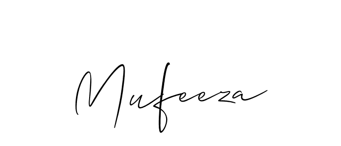 Allison_Script is a professional signature style that is perfect for those who want to add a touch of class to their signature. It is also a great choice for those who want to make their signature more unique. Get Mufeeza name to fancy signature for free. Mufeeza signature style 2 images and pictures png
