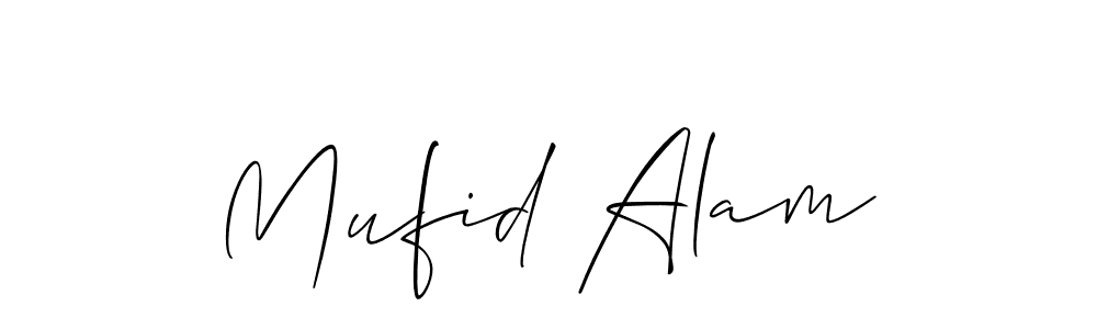 Create a beautiful signature design for name Mufid Alam. With this signature (Allison_Script) fonts, you can make a handwritten signature for free. Mufid Alam signature style 2 images and pictures png