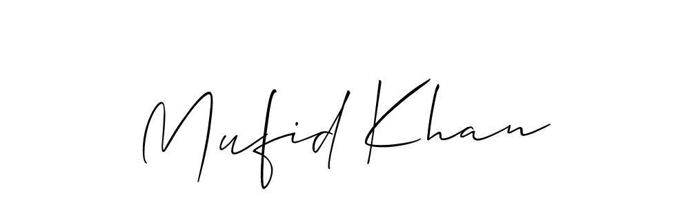 Use a signature maker to create a handwritten signature online. With this signature software, you can design (Allison_Script) your own signature for name Mufid Khan. Mufid Khan signature style 2 images and pictures png