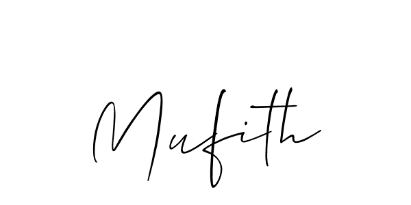 The best way (Allison_Script) to make a short signature is to pick only two or three words in your name. The name Mufith include a total of six letters. For converting this name. Mufith signature style 2 images and pictures png