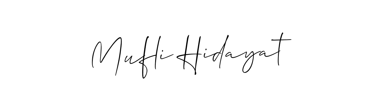 if you are searching for the best signature style for your name Mufli Hidayat. so please give up your signature search. here we have designed multiple signature styles  using Allison_Script. Mufli Hidayat signature style 2 images and pictures png