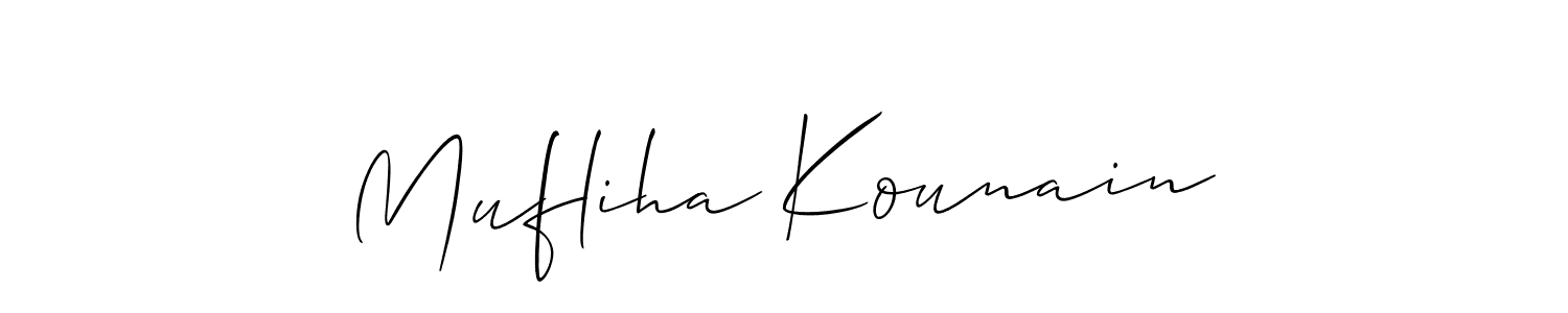 You can use this online signature creator to create a handwritten signature for the name Mufliha Kounain. This is the best online autograph maker. Mufliha Kounain signature style 2 images and pictures png