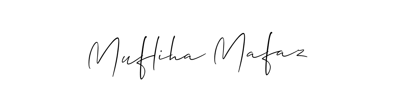 Allison_Script is a professional signature style that is perfect for those who want to add a touch of class to their signature. It is also a great choice for those who want to make their signature more unique. Get Mufliha Mafaz name to fancy signature for free. Mufliha Mafaz signature style 2 images and pictures png