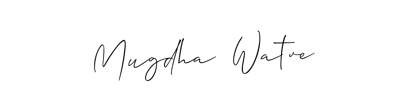 if you are searching for the best signature style for your name Mugdha  Watve. so please give up your signature search. here we have designed multiple signature styles  using Allison_Script. Mugdha  Watve signature style 2 images and pictures png