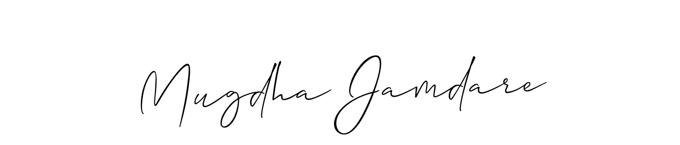 Mugdha Jamdare stylish signature style. Best Handwritten Sign (Allison_Script) for my name. Handwritten Signature Collection Ideas for my name Mugdha Jamdare. Mugdha Jamdare signature style 2 images and pictures png