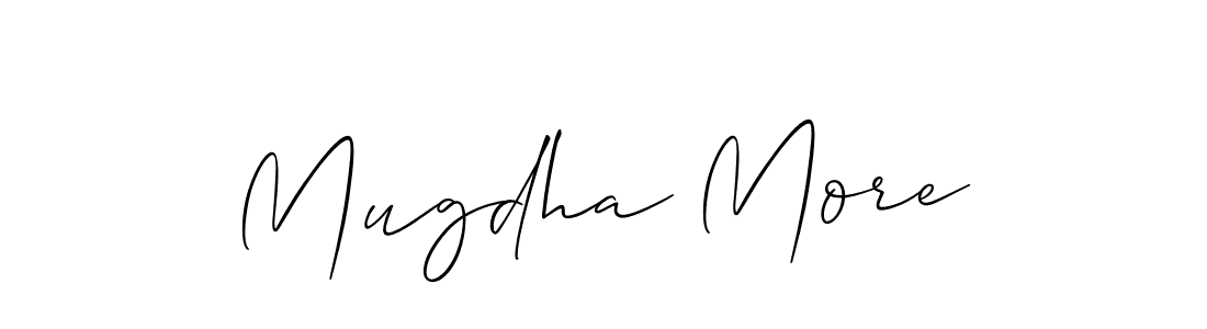 Make a beautiful signature design for name Mugdha More. With this signature (Allison_Script) style, you can create a handwritten signature for free. Mugdha More signature style 2 images and pictures png