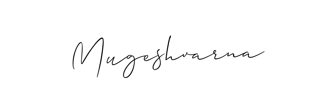 Use a signature maker to create a handwritten signature online. With this signature software, you can design (Allison_Script) your own signature for name Mugeshvarna. Mugeshvarna signature style 2 images and pictures png