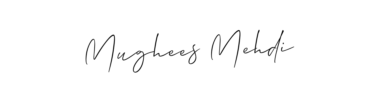 Also we have Mughees Mehdi name is the best signature style. Create professional handwritten signature collection using Allison_Script autograph style. Mughees Mehdi signature style 2 images and pictures png