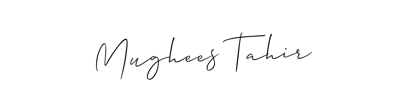 Use a signature maker to create a handwritten signature online. With this signature software, you can design (Allison_Script) your own signature for name Mughees Tahir. Mughees Tahir signature style 2 images and pictures png