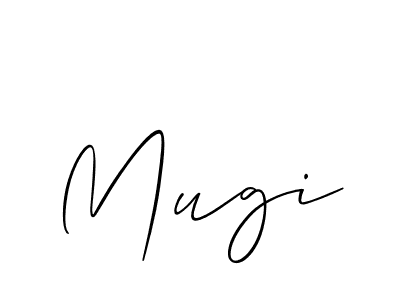 Create a beautiful signature design for name Mugi. With this signature (Allison_Script) fonts, you can make a handwritten signature for free. Mugi signature style 2 images and pictures png
