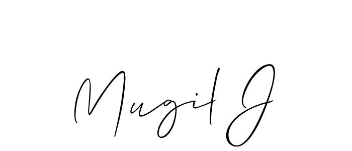 Use a signature maker to create a handwritten signature online. With this signature software, you can design (Allison_Script) your own signature for name Mugil J. Mugil J signature style 2 images and pictures png