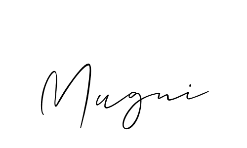 Create a beautiful signature design for name Mugni. With this signature (Allison_Script) fonts, you can make a handwritten signature for free. Mugni signature style 2 images and pictures png