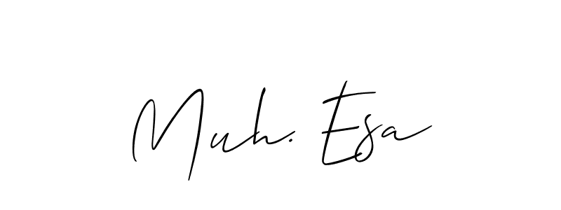 The best way (Allison_Script) to make a short signature is to pick only two or three words in your name. The name Muh. Esa include a total of six letters. For converting this name. Muh. Esa signature style 2 images and pictures png