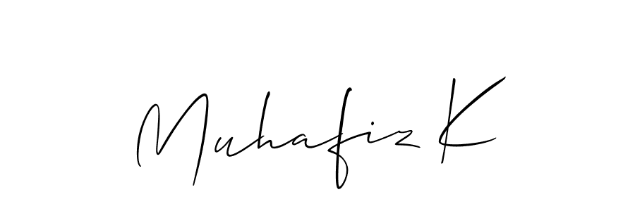 It looks lik you need a new signature style for name Muhafiz K. Design unique handwritten (Allison_Script) signature with our free signature maker in just a few clicks. Muhafiz K signature style 2 images and pictures png