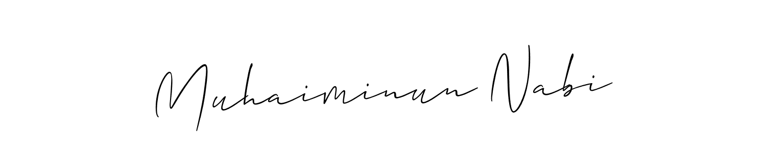 Create a beautiful signature design for name Muhaiminun Nabi. With this signature (Allison_Script) fonts, you can make a handwritten signature for free. Muhaiminun Nabi signature style 2 images and pictures png