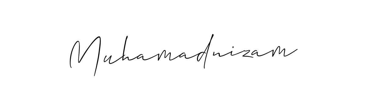 Also we have Muhamadnizam name is the best signature style. Create professional handwritten signature collection using Allison_Script autograph style. Muhamadnizam signature style 2 images and pictures png