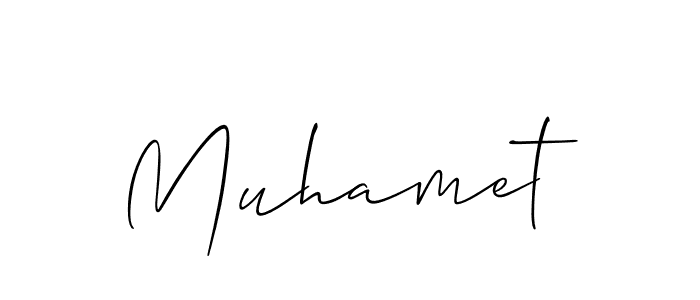 Use a signature maker to create a handwritten signature online. With this signature software, you can design (Allison_Script) your own signature for name Muhamet. Muhamet signature style 2 images and pictures png