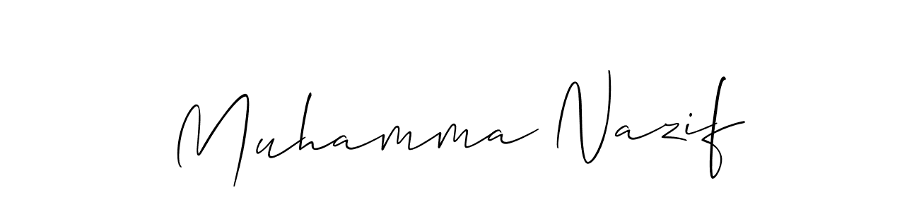 Allison_Script is a professional signature style that is perfect for those who want to add a touch of class to their signature. It is also a great choice for those who want to make their signature more unique. Get Muhamma Nazif name to fancy signature for free. Muhamma Nazif signature style 2 images and pictures png