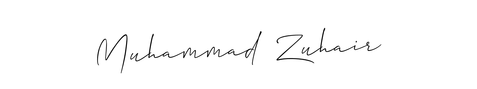 The best way (Allison_Script) to make a short signature is to pick only two or three words in your name. The name Muhammad  Zuhair include a total of six letters. For converting this name. Muhammad  Zuhair signature style 2 images and pictures png