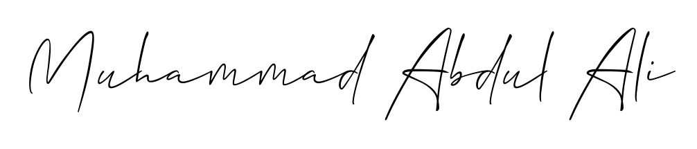 Try this chic Muhammad Abdul Ali handwritten sign style. Using Allison_Script font elements, it gives your name a sleek, memorable identity. Muhammad Abdul Ali signature style 2 images and pictures png