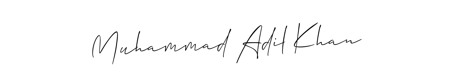 Allison_Script is a professional signature style that is perfect for those who want to add a touch of class to their signature. It is also a great choice for those who want to make their signature more unique. Get Muhammad Adil Khan name to fancy signature for free. Muhammad Adil Khan signature style 2 images and pictures png