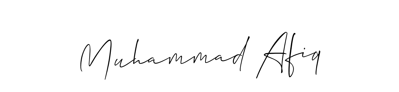 The best way (Allison_Script) to make a short signature is to pick only two or three words in your name. The name Muhammad Afiq include a total of six letters. For converting this name. Muhammad Afiq signature style 2 images and pictures png