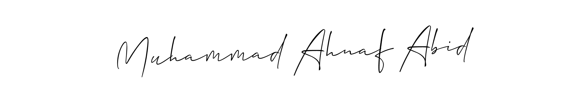 The best way (Allison_Script) to make a short signature is to pick only two or three words in your name. The name Muhammad Ahnaf Abid include a total of six letters. For converting this name. Muhammad Ahnaf Abid signature style 2 images and pictures png