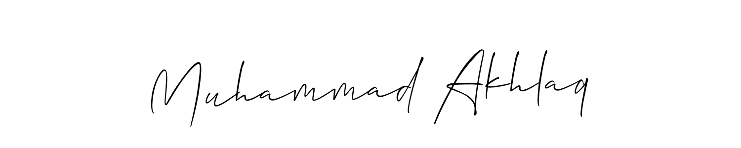 Use a signature maker to create a handwritten signature online. With this signature software, you can design (Allison_Script) your own signature for name Muhammad Akhlaq. Muhammad Akhlaq signature style 2 images and pictures png