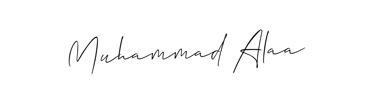 How to make Muhammad Alaa name signature. Use Allison_Script style for creating short signs online. This is the latest handwritten sign. Muhammad Alaa signature style 2 images and pictures png