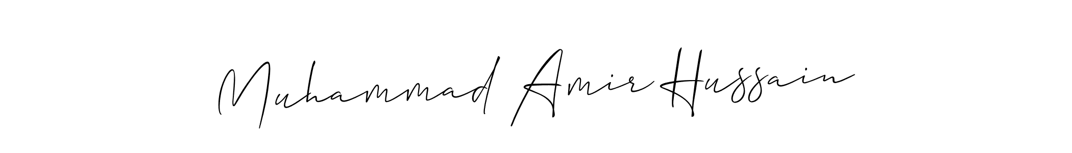 You should practise on your own different ways (Allison_Script) to write your name (Muhammad Amir Hussain) in signature. don't let someone else do it for you. Muhammad Amir Hussain signature style 2 images and pictures png