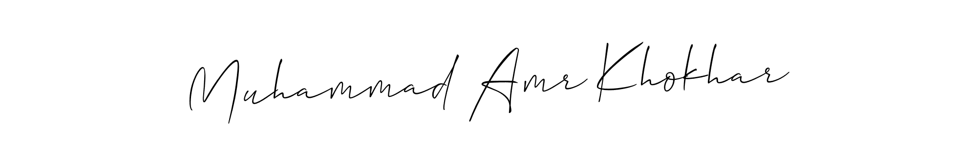 Make a short Muhammad Amr Khokhar signature style. Manage your documents anywhere anytime using Allison_Script. Create and add eSignatures, submit forms, share and send files easily. Muhammad Amr Khokhar signature style 2 images and pictures png