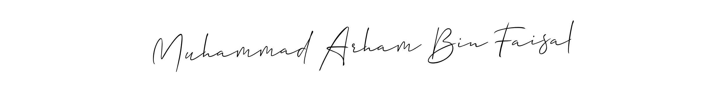 Use a signature maker to create a handwritten signature online. With this signature software, you can design (Allison_Script) your own signature for name Muhammad Arham Bin Faisal. Muhammad Arham Bin Faisal signature style 2 images and pictures png