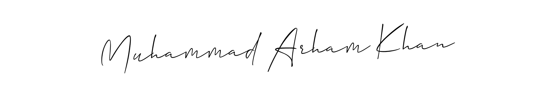 How to make Muhammad Arham Khan name signature. Use Allison_Script style for creating short signs online. This is the latest handwritten sign. Muhammad Arham Khan signature style 2 images and pictures png