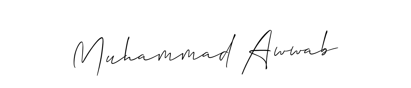 The best way (Allison_Script) to make a short signature is to pick only two or three words in your name. The name Muhammad Awwab include a total of six letters. For converting this name. Muhammad Awwab signature style 2 images and pictures png