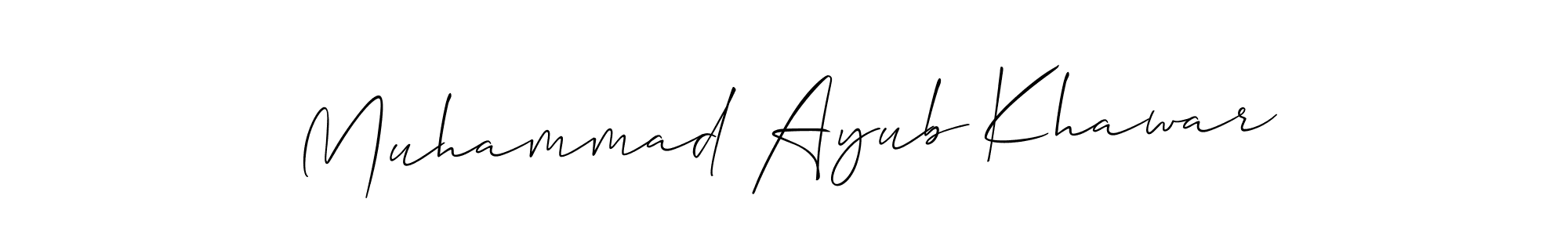 Make a beautiful signature design for name Muhammad Ayub Khawar. With this signature (Allison_Script) style, you can create a handwritten signature for free. Muhammad Ayub Khawar signature style 2 images and pictures png