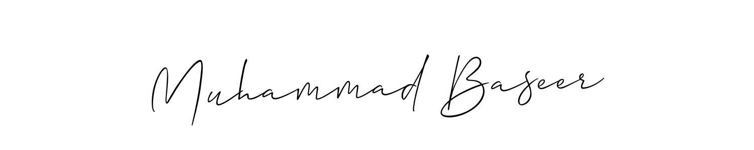 The best way (Allison_Script) to make a short signature is to pick only two or three words in your name. The name Muhammad Baseer include a total of six letters. For converting this name. Muhammad Baseer signature style 2 images and pictures png