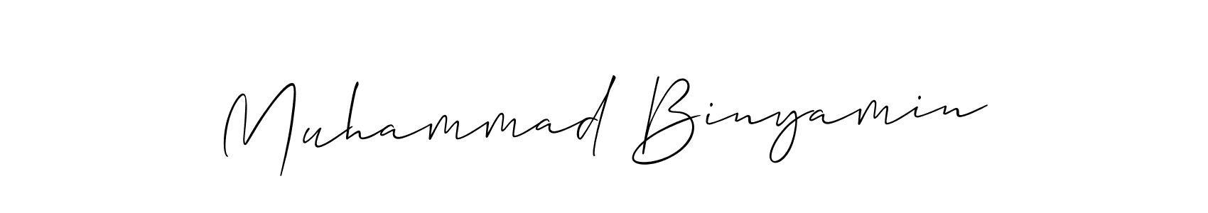 You should practise on your own different ways (Allison_Script) to write your name (Muhammad Binyamin) in signature. don't let someone else do it for you. Muhammad Binyamin signature style 2 images and pictures png