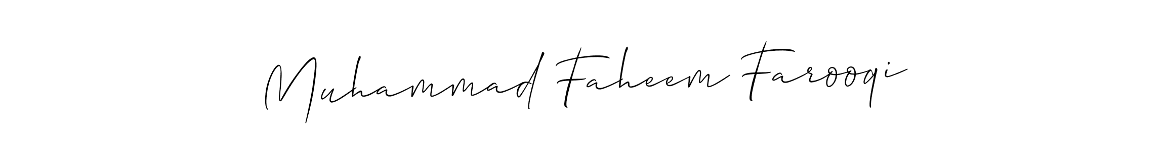 Use a signature maker to create a handwritten signature online. With this signature software, you can design (Allison_Script) your own signature for name Muhammad Faheem Farooqi. Muhammad Faheem Farooqi signature style 2 images and pictures png