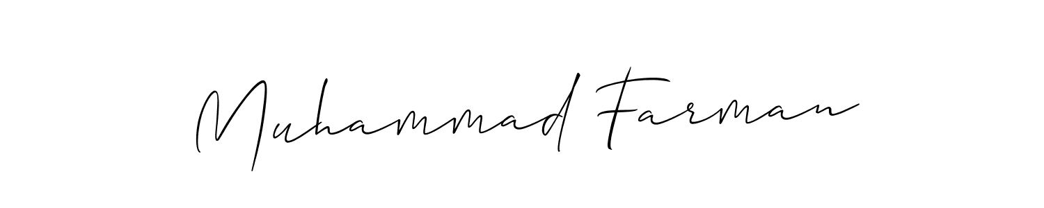 Allison_Script is a professional signature style that is perfect for those who want to add a touch of class to their signature. It is also a great choice for those who want to make their signature more unique. Get Muhammad Farman name to fancy signature for free. Muhammad Farman signature style 2 images and pictures png