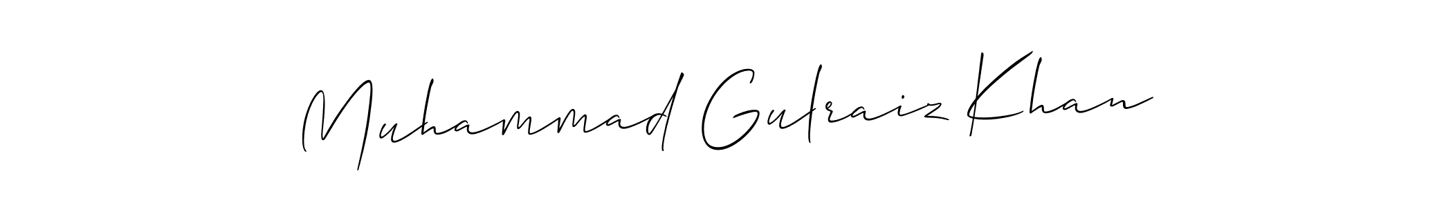 Also You can easily find your signature by using the search form. We will create Muhammad Gulraiz Khan name handwritten signature images for you free of cost using Allison_Script sign style. Muhammad Gulraiz Khan signature style 2 images and pictures png