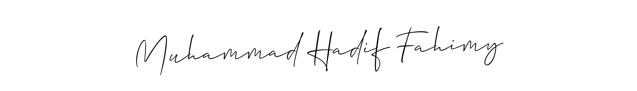 Also You can easily find your signature by using the search form. We will create Muhammad Hadif Fahimy name handwritten signature images for you free of cost using Allison_Script sign style. Muhammad Hadif Fahimy signature style 2 images and pictures png