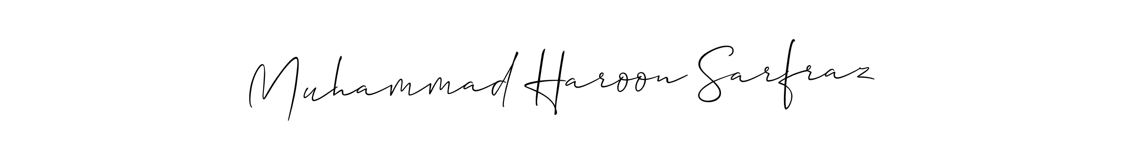 The best way (Allison_Script) to make a short signature is to pick only two or three words in your name. The name Muhammad Haroon Sarfraz include a total of six letters. For converting this name. Muhammad Haroon Sarfraz signature style 2 images and pictures png