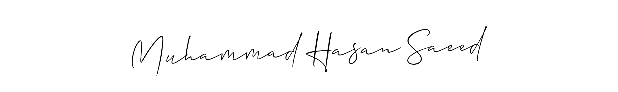 Create a beautiful signature design for name Muhammad Hasan Saeed. With this signature (Allison_Script) fonts, you can make a handwritten signature for free. Muhammad Hasan Saeed signature style 2 images and pictures png