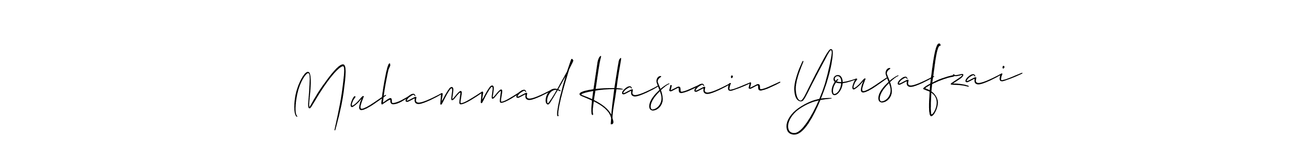 The best way (Allison_Script) to make a short signature is to pick only two or three words in your name. The name Muhammad Hasnain Yousafzai include a total of six letters. For converting this name. Muhammad Hasnain Yousafzai signature style 2 images and pictures png