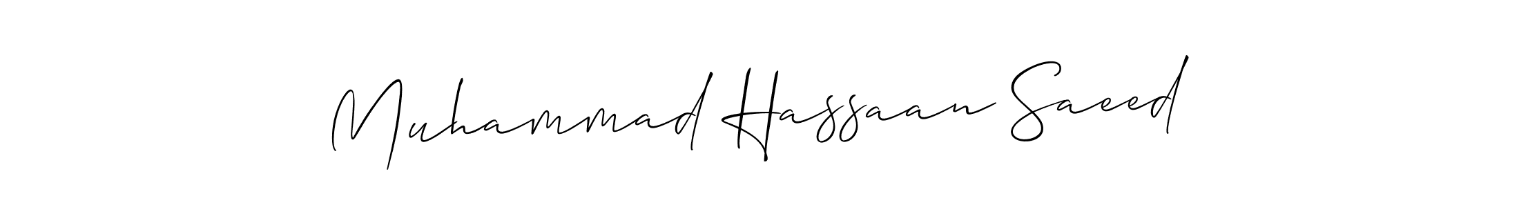 How to Draw Muhammad Hassaan Saeed signature style? Allison_Script is a latest design signature styles for name Muhammad Hassaan Saeed. Muhammad Hassaan Saeed signature style 2 images and pictures png