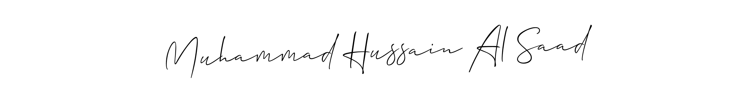 This is the best signature style for the Muhammad Hussain Al Saad name. Also you like these signature font (Allison_Script). Mix name signature. Muhammad Hussain Al Saad signature style 2 images and pictures png